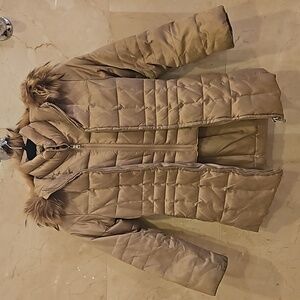 GIRL'S KID'S BEIGE ANDREW MARC NEW YORK DOWN COAT JACKET DOUBLE ZIP SIZE 6 $250